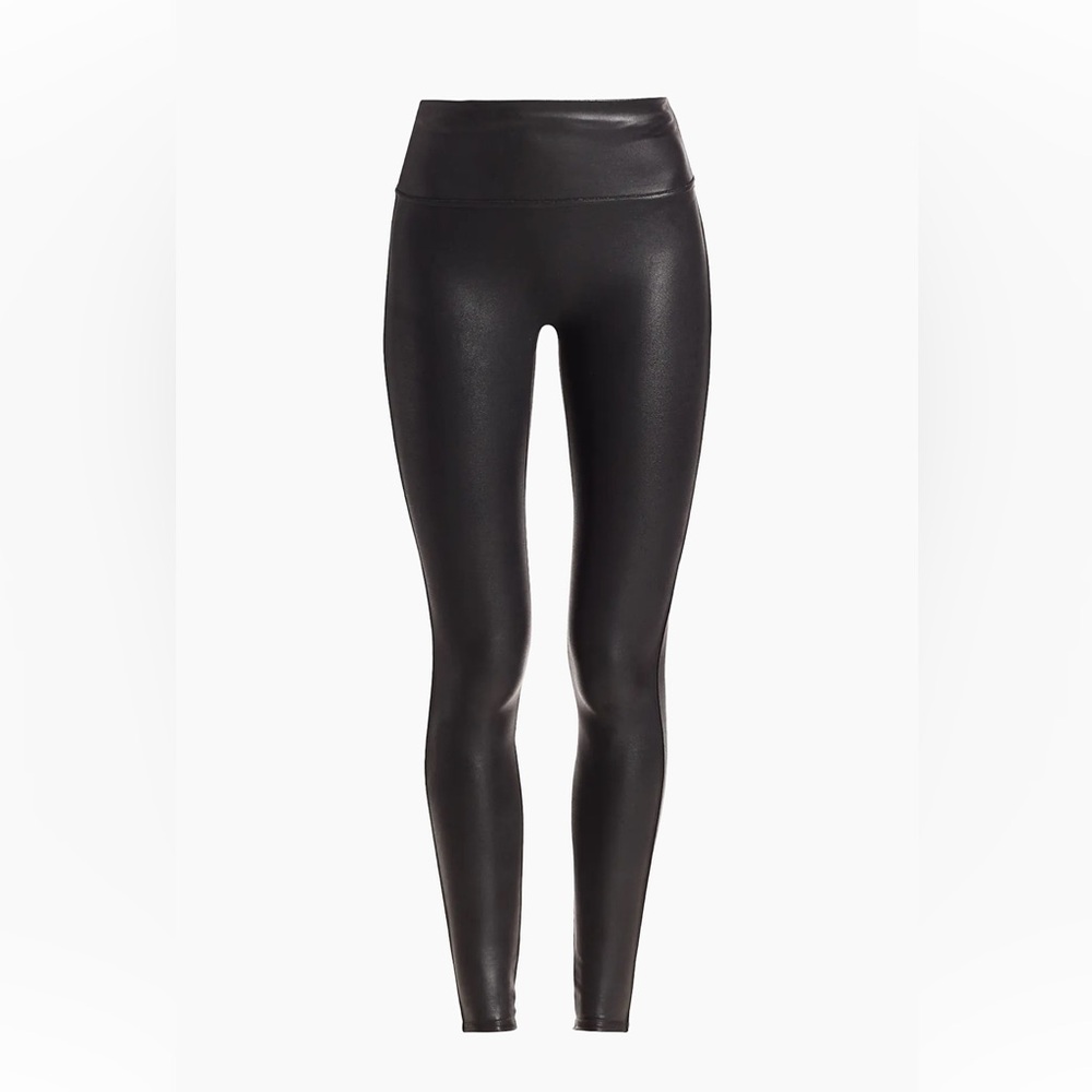 SPANX Black Faux Leather Leggings LARGE
